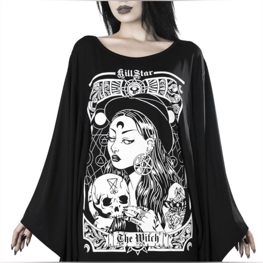BN washed but not worn Killstar Witches tunic wide sleeve black sz medium